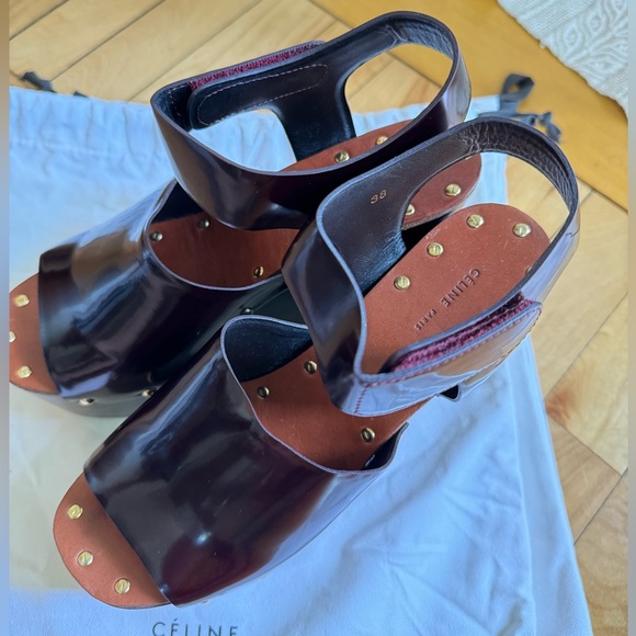 Céline Phoebe Philo Rare clogs platforms Spazzolato leather sandals 38 EU 8 - Picture 6 of 13